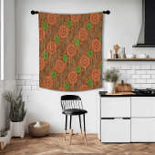 De Oranje bloemige regenachtige snijvezels texture Wandkleed