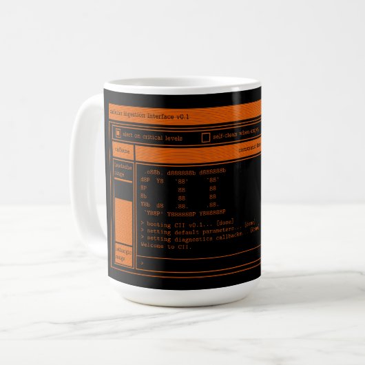 De Oranje EindMok van de Koffie van de Programmer Koffiemok (Voorkant links)