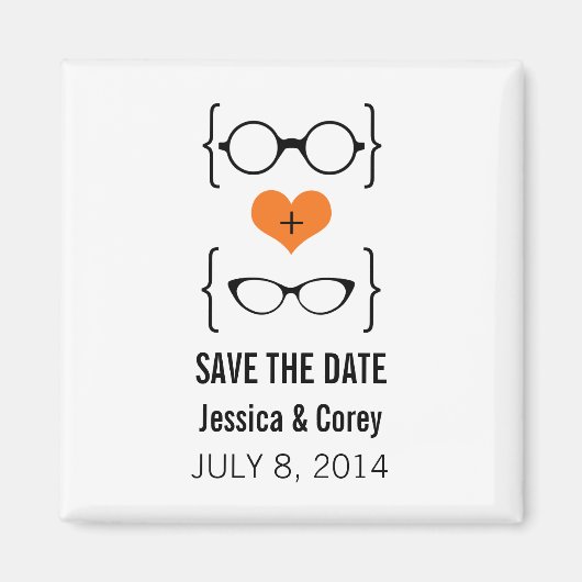 De Oranje Geeky Glasses sparen de Magnet van de Da (Voorkant)