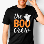 De Oranje Halloween-familie van de Boo Crew T-shirt<br><div class="desc">Moderne familie die het ontwerp van het Halloween shirt aanpast kenmerkt de tekst van de "Boo Crew"in oranje en wit lettering met een weinig spookaccent. Volgorde voor elk bemanningslid.</div>