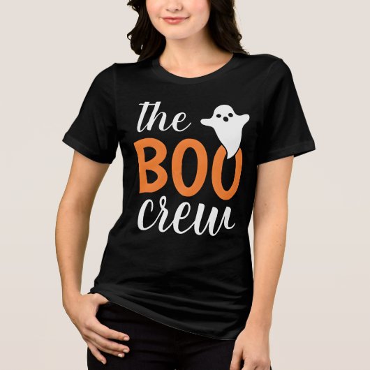 De Oranje Halloween-familie van de Boo Crew Tri-Blend Shirt (Voorkant)