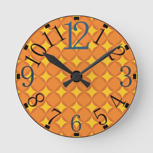 De oranje jaren 70 stijl cirkel ronde klok (Voorkant)
