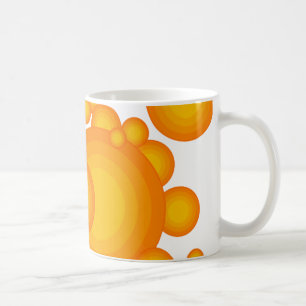De oranje jaren 70-stijl koffiemok
