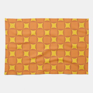 De oranje jaren 70 stijlcirkel theedoek
