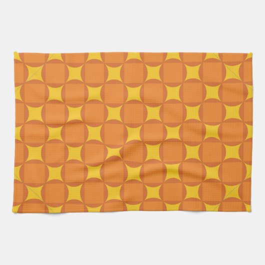 De oranje jaren 70 stijlcirkel theedoek (Horizontaal)