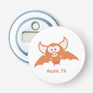 De Oranje Knuppel van de Cartoon van Austin Texas Button Flesopener