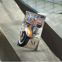 De oranje motorfiets visitekaartje