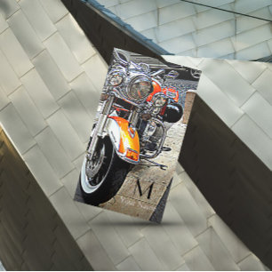 De oranje motorfiets visitekaartje