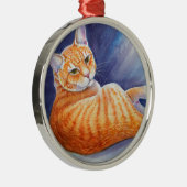 De Oranje tablet tikken Metalen Ornament (Rechts)