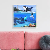 De Orca familie Canvas Afdruk (Insitu (Woonkamer))