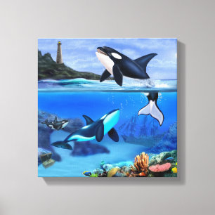 De Orca familie Canvas Afdruk