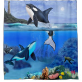 De Orca familie Douchegordijn (Voorkant)