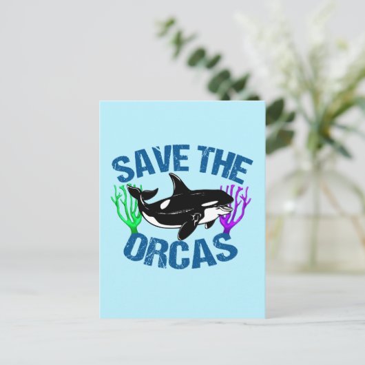 De Orcas Cute opslaan Briefkaart (Staand voorkant)
