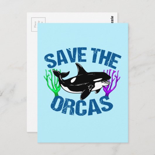 De Orcas Cute opslaan Briefkaart (Voorkant / Achterkant)