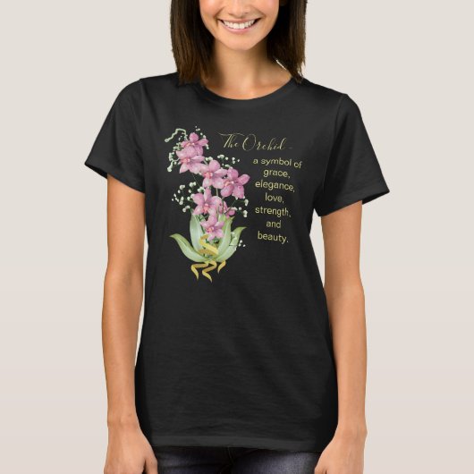 De orchidee T-Shirt (zwart) (Voorkant)