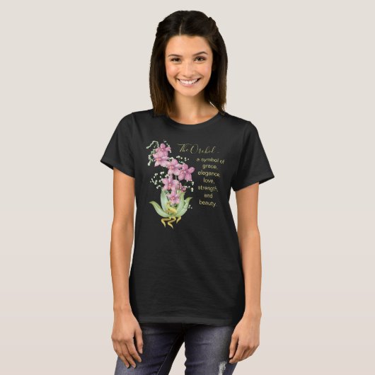De orchidee T-Shirt (zwart) (Voorkant volledig)