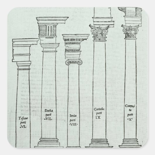 De Orders van Architectuur Vierkante Sticker (Voorkant)