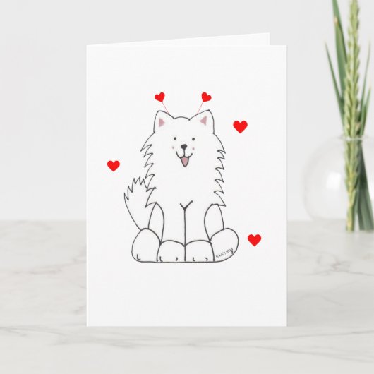 De Oren van Valentijn van Samoyed Feestdagen Kaart (Voorkant)