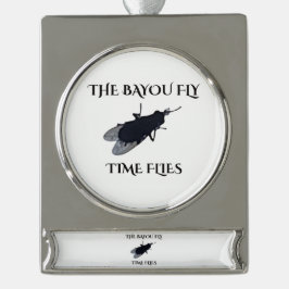 De Originele Bayou Fly Tijd vliegt Verzilverd Banner Ornament