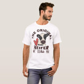 De originele Heifer- Rood, Wit, Moo Koe T-shirt (Voorkant volledig)