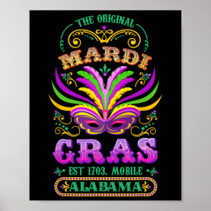 De originele Mardi Gras Mobile Alabyma 1703 Poster