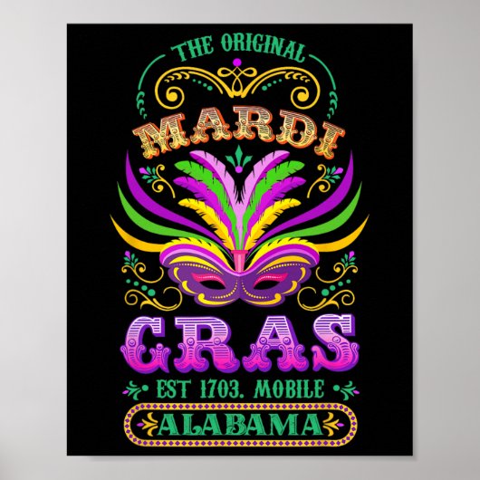 De originele Mardi Gras Mobile Alabyma 1703 Poster (Voorkant)