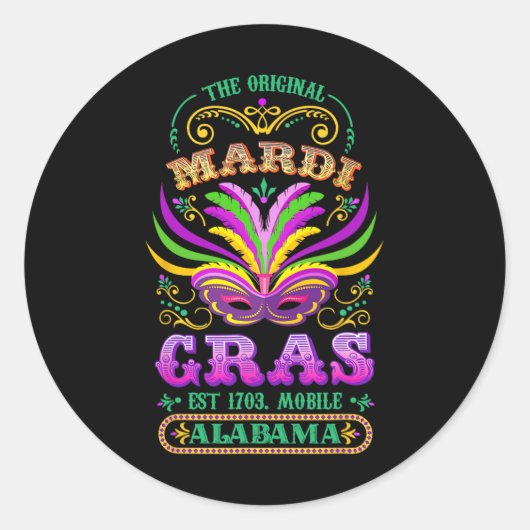 De originele Mardi Gras Mobile Alabyma 1703 Ronde Sticker (Voorkant)