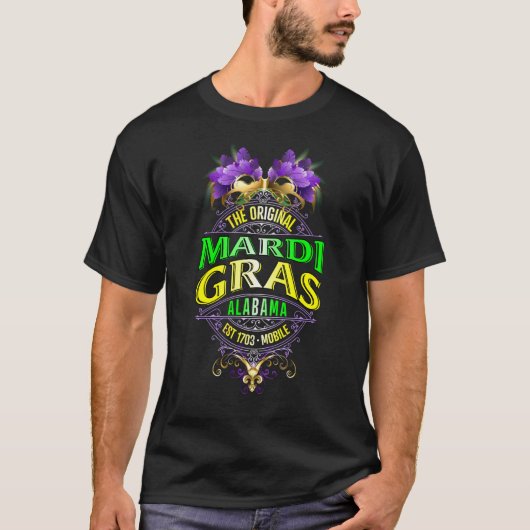 De originele mobiele Alabama Mardi Gras T-shirt (Voorkant)
