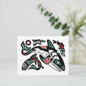 De Orka & de Zalm van de orka - grafische kleur Briefkaart (Staand voorkant)