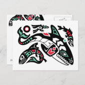 De Orka & de Zalm van de orka - grafische kleur Briefkaart (Voorkant / Achterkant)