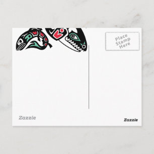 De Orka & de Zalm van de orka - grafische kleur Briefkaart