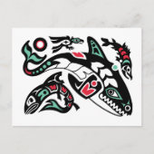 De Orka & de Zalm van de orka - grafische kleur Briefkaart (Voorkant)