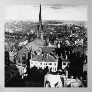 De ornamentale spiraal van een kerk in Boston Poster