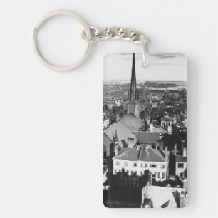 De ornamentale spiraal van een kerk in Boston Sleutelhanger