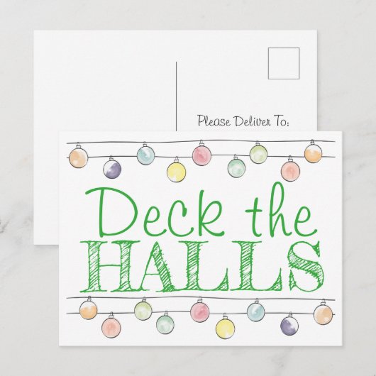 De Ornamenten van de Kerstmis van de Waterverf van Feestdagenkaart (Voorkant / Achterkant)