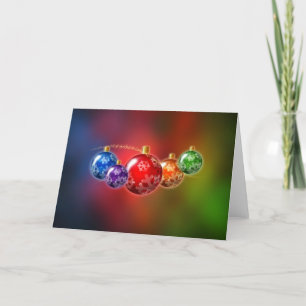 De Ornamenten van Kerstmis van de regenboog Feestdagen Kaart