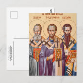 De Orthodoxe christelijke icoon van de Drie Hiërar Briefkaart (Voorkant / Achterkant)