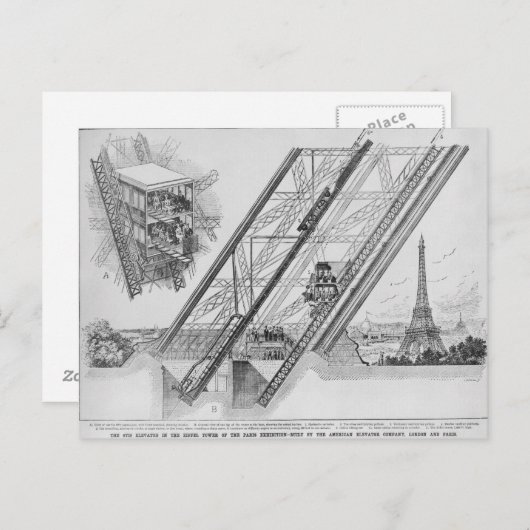De Otis Elevator in de Eiffeltoren Briefkaart (Voorkant / Achterkant)