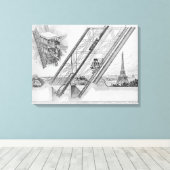 De Otis Elevator in de Eiffeltoren Canvas Afdruk (Insitu (Houten vloer))