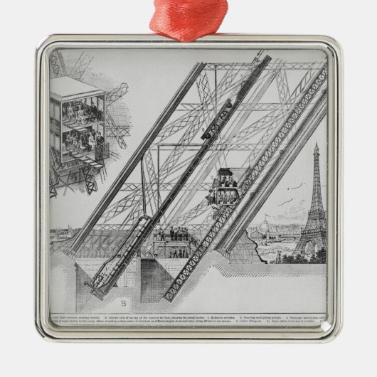 De Otis Elevator in de Eiffeltoren Metalen Ornament (Voorkant)