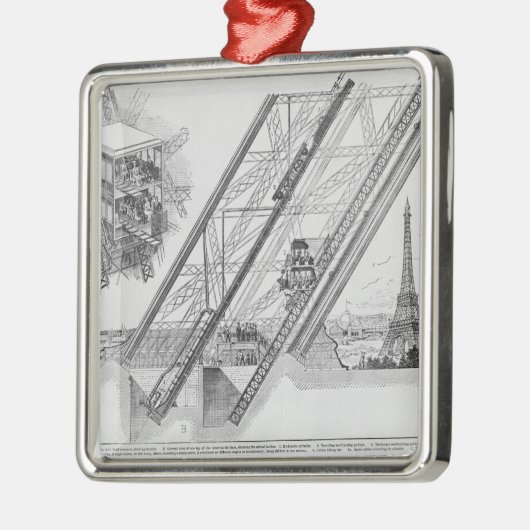 De Otis Elevator in de Eiffeltoren Metalen Ornament (Links)