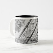 De Otis Elevator in de Eiffeltoren Tweekleurige Koffiemok (Voorkant links)