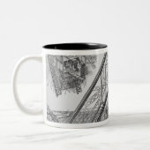 De Otis Elevator in de Eiffeltoren Tweekleurige Koffiemok (Links)