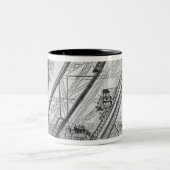 De Otis Elevator in de Eiffeltoren Tweekleurige Koffiemok (Center)