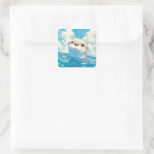 De Otter Aquatische Odyssee Vierkante Sticker (Tas)
