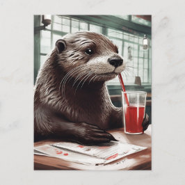De Otter Drink in een café Briefkaart