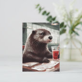 De Otter in een café Briefkaart (Staand voorkant)