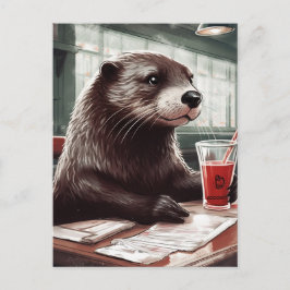 De Otter in een café Briefkaart
