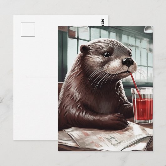 De Otter in een café Briefkaart (Voorkant / Achterkant)