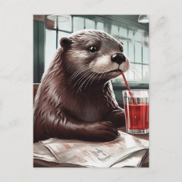 De Otter in een café Briefkaart